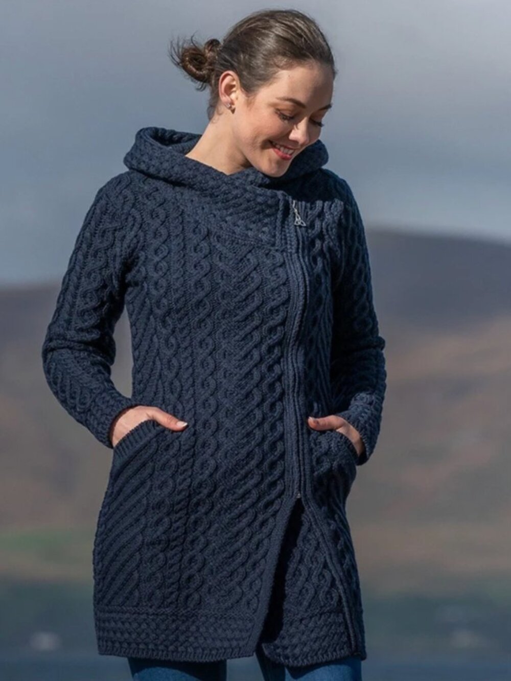 Aran Sweater Market Merino Wool Cardigan Coatigan Small S